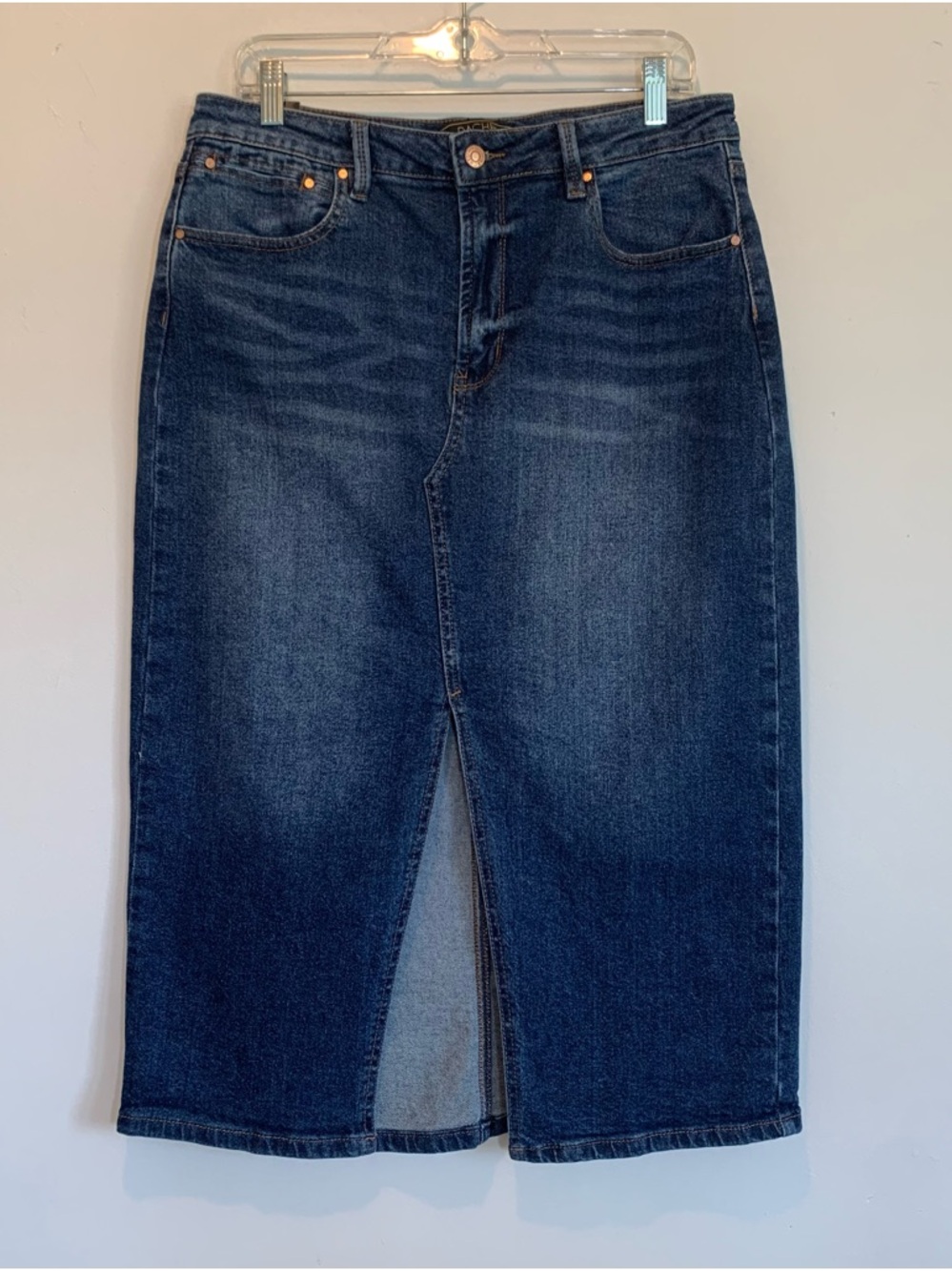 Rachel Roy Long Denim Skirt Split Front